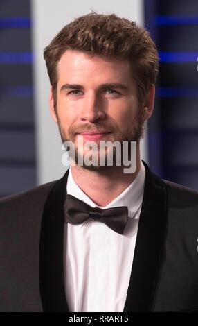 Liam Hemsworth besucht die Vanity Fair Oscar Party im Wallis Annenberg Center für Darstellende Künste in Beverly Hills, Los Angeles, USA, am 24. Februar 2019. | Verwendung weltweit Stockfoto