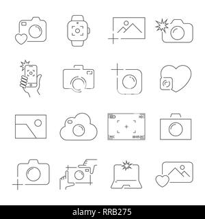 Kamera und Fotografie Symbole gesetzt. Überblick Vector Icons. Editierbare Schlaganfall. EPS 10. Stock Vektor