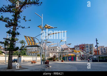 Cartagena, Murcia, Spanien; Februar 2017: Straßen und Gebäude im historischen Zentrum der Stadt Cartagena, in der Provinz Murcia Stockfoto