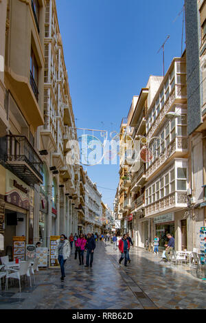 Cartagena, Murcia, Spanien; Februar 2017: Straßen und Gebäude im historischen Zentrum der Stadt Cartagena, in der Provinz Murcia Stockfoto