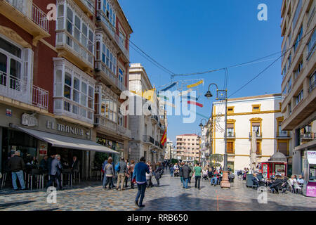 Cartagena, Murcia, Spanien; Februar 2017: Straßen und Gebäude im historischen Zentrum der Stadt Cartagena, in der Provinz Murcia Stockfoto