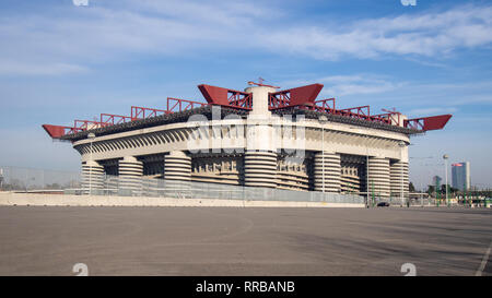 Mailand, Italien - 14. FEBRUAR 2019: Giuseppe Meazza San Siro Stadion (aka) außen Stockfoto