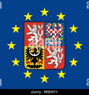 Österreich Wappen auf der Fahne der Europäischen Union, Vector Illustration Tschechische Republik Wappen auf der Fahne der Europäischen Union, Vector Illustration Stock Vektor
