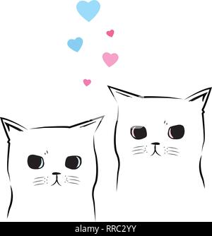 Süße Katzen in der Liebe. Vector Illustration Stock Vektor