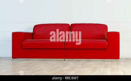 Rot Leder luxus Sofa in weißen Raum. Stockfoto