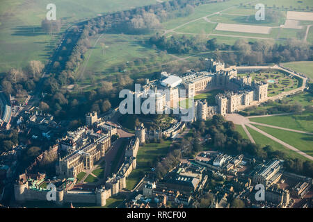 Luftaufnahme von Schloss Windsor, London, UK Stockfoto