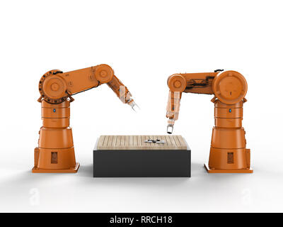 Machine Learning Konzept mit 3D-Rendering künstliche Intelligenz Roboter spielen gehen Stockfoto