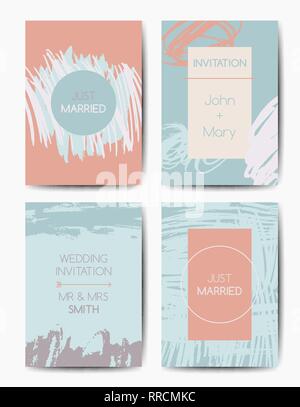 Vektor hochzeit einladung grunge Vorlagen in Farbe Stock Vektor