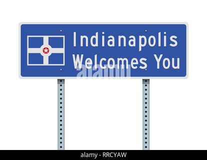 Vector Illustration der Indianapolis begrüßt Sie blau Schild Stock Vektor