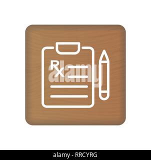 Rezept Symbol auf Holzklötze isoliert auf einem weißen Hintergrund. Vector Illustration. Stock Vektor