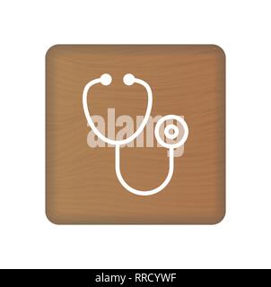Stethoskop Symbol auf Holzklötze isoliert auf einem weißen Hintergrund. Vector Illustration. Stock Vektor