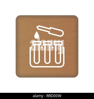 Reagenzglas Symbol auf Holzklötze isoliert auf einem weißen Hintergrund. Vector Illustration. Stock Vektor