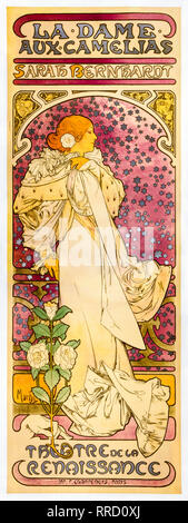 Die Kameliendame (Sarah Bernhardt), Alphonse Mucha, Theaterplakat - 1896, Farblithographie Stockfoto