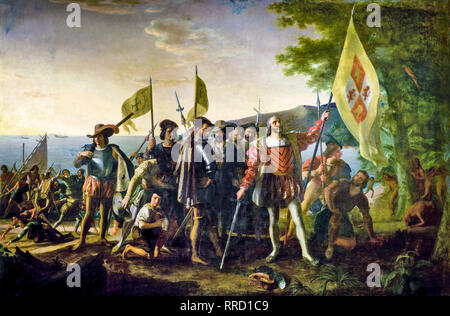 John Vanderlyn, Die Landung von Kolumbus, 1847 Christopher Columbus Malerei Stockfoto