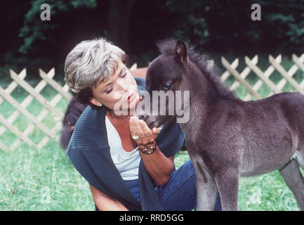 TIERÄRZTIN CHRISTINE Christine (USCHI GLAS) kümmert sich um die Tierarzt-Praxis ihres Vaters, als of this einen Herzinfarkt erleidet. Hier mit einem Fohlen. Regie: O. W. Retzer/Überschrift: TIERÄRZTIN CHRISTINE/BRD 1994 Stockfoto