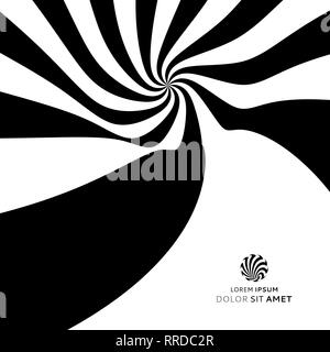 Hypnotische Spirale Hintergrund. Muster mit optischen Täuschung. Schwarz-weiß Design. Gestreiften Hintergrund. Vector Illustration. Stock Vektor
