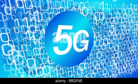 Cyber-attacken in 5G-Netzwerk, Computer Code Null Eins Ziffern Vektor Zusammenfassung Technologie Hintergrund Stock Vektor