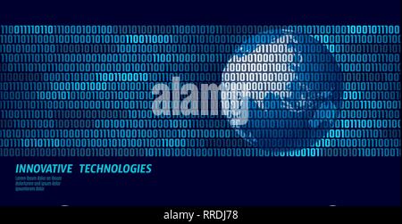 Planet Erde weltweiten Datenaustausch der binäre Code. Sicherheit Zahlung persönliche Informationen glühende Geschäftskonzept Weltkarte Asien Europa Australien Indien Stock Vektor