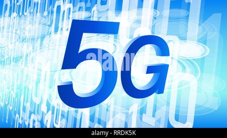 Sicherheit in der 5G-Technologie, binäre Zahlen Design, Algorithmus digitale Transformation Stock Vektor