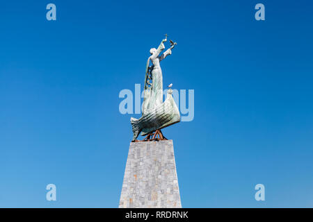 Nessebar, Bulgarien - 21. Juli 2014: Statue des Hl. Nikolaus in alten Nessebar Stadt, Schwarz Meer Küste Stockfoto