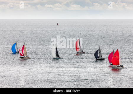 Myrtleville, Cork, Irland. 16. Juli 2018. Yachten, die im Volvo Cork Woche biennale Segelregatta aus Crosshaven Co.Cork, Irland. Stockfoto