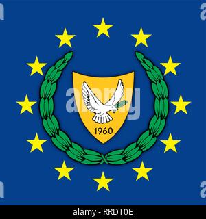 Zypern Wappen auf der Fahne der Europäischen Union, Vector Illustration Stock Vektor