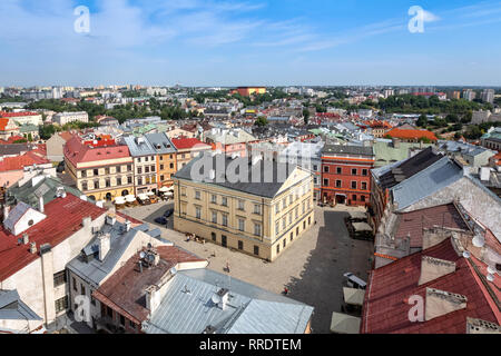 Lublin, Polen. Luftaufnahme der Marktplatz in der Altstadt Stockfoto