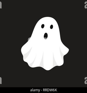 Vector Abbildung: weiße Geist. Halloween Gruselige Monster, unheimlichen Geist oder Poltergeist in der Nacht fliegen. Stock Vektor