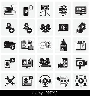 Video Blog Icons auf Plätzen Hintergrund für Grafik- und Webdesign, modernen einfachen Vektor unterzeichnen. Internet Konzept. Trendy Symbol für Web site Design web-Taste oder mobile App. Stock Vektor
