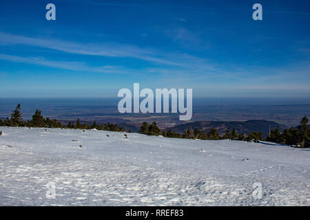 Blick über den Harz Landschaft vom Gipfel des Brockens, Deutschland Stockfoto