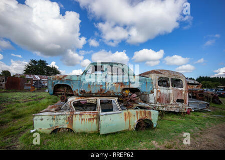 Smash Palace Auto Schrottplatz auf North Island, Neuseeland. Stockfoto