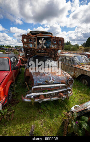 Smash Palace Auto Schrottplatz auf North Island, Neuseeland. Stockfoto