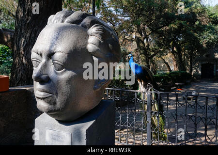 'Monumental Kopf' von Diego Rivera an der Dolores Olmedo Museum, Xochimilco, Mexiko City, Mexiko. Antonio Castellanos Basich ist ein mexikanischer Bildhauer. Stockfoto