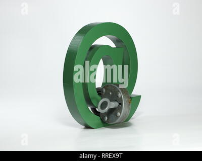 Grün bei Mail Sign Symbol mit Schloss und Schlüssel Stockfoto