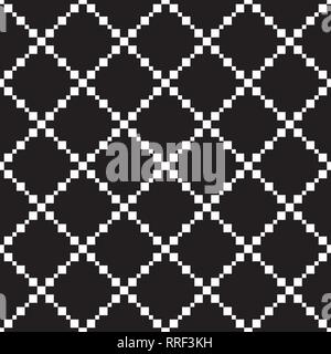 Nahtlose schwarze und weiße Pixel Mosaik Muster, geometrisch-abstrakte Textur Grafik Design Hintergrund. Stock Vektor