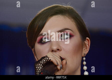 Kiew, Ukraine. 24 Feb, 2019. Ukrainische Sängerin MARUV wird die Ukraine beim Eurovision Song Contest (ESC), die in der Expo Tel Aviv in Tel Aviv, Israel darstellen. Credit: Aleksandr Gusew/Pacific Press/Alamy leben Nachrichten Stockfoto