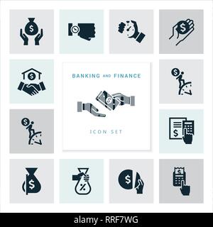 Satz mit flachen Design Konzept Symbole für Finance, Banking, Business, Zahlung, und monetäre Operationen. Stock Vektor