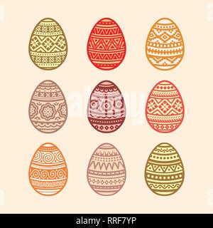Set aus bunten Ostereier. Vector Illustration in flacher Ausführung. Stock Vektor