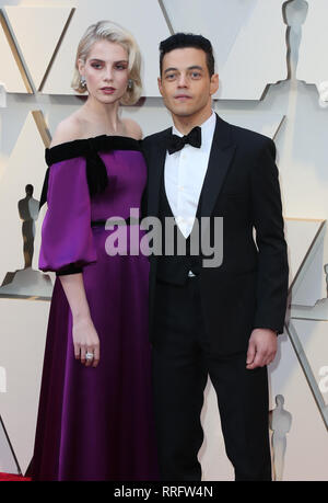 Usa 25 Feb, 2019. 24. Februar 2019 - Hollywood, Kalifornien - Lucy Boynton, Rami Malek. 91. jährlichen Academy Awards präsentiert, die von der Akademie der Künste und Wissenschaften im Hollywood & Highland Center statt. Photo Credit: AdMedia Credit: AdMedia/ZUMA Draht/Alamy leben Nachrichten Stockfoto