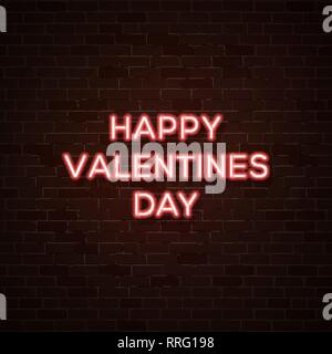 Happy Valentines Tag. Im Stil der 80er leuchtende neon Text Stock Vektor