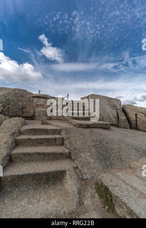 Celtic Vetton Sacred Space (Nemeton) Altar der Opfer in Granit, bekannt als Silla de Felipe II (Phillip II Chair) in Tablada Mountai geformt Stockfoto