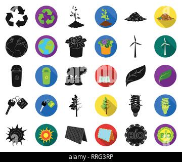Atmosphäre, Fahrrad, bio, schwarz, flach, kann, Auto, sauber, Sauberkeit, Sammlung, Design, trocken, dump, Erde, öko, ökologisch, Ökologie, Energie, Anlagen, Blume, fluoreszierend, voll, Garbage, Grün, Hälfte, Icon, Illustration, isoliert, Schlüssel, Label, Lampe, Blatt, Ernährung Umwelt, Panel, Anlage, Umweltverschmutzung, Topf, Verarbeitung, Produkt, Wiederverwertung, Recycling, Satz, Zeichen, Solar, sprießen, Sonne, Symbol, Baum, Turbine, Vector, Vektor, Vektoren, Stock Vektor
