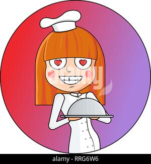 Chief Cook Glücklich lächelnde weiblichen Charakter Vector Illustration Stock Vektor