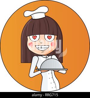 Chief Cook Glücklich lächelnde weiblichen Charakter Vector Illustration Stock Vektor