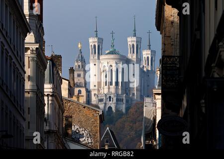 Basilique Notre-Dame de Fourviere, Lyon, Auvergne-Rhone-Alpes, Frankreich, Europa Stockfoto