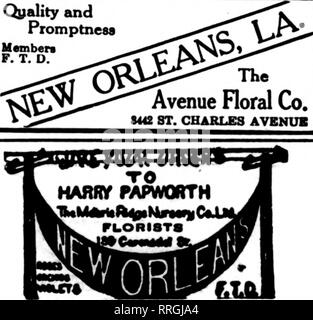 . Floristen Review [microform]. Blumenzucht. LOUISIANA - TEXAS - ABKANSAf SHREVEPORT. LA .. U. J. JUNGFRAU 838 Canal St., NEW ORLEANS, LA. BATON ROUGE, LA, das ROSELAND FLORIST F. T. D. ALEXANDRIA, LA. E.BLUM &Amp; Sohn für alle Punkte, die in zentralen Louisiaoik. Bitte beachten Sie, dass diese Bilder sind von der gescannten Seite Bilder, die digital für die Lesbarkeit verbessert haben mögen - Färbung und Aussehen dieser Abbildungen können nicht perfekt dem Original ähneln. extrahiert. Chicago: Floristen Pub. Co Stockfoto