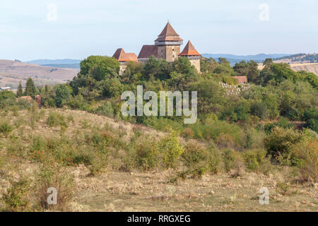 Viscri befestigte Kirche: eine lutherische Romanischen Wehrkirche in Viscri, Brasov County, in der Region Siebenbürgen in Rumänien Stockfoto