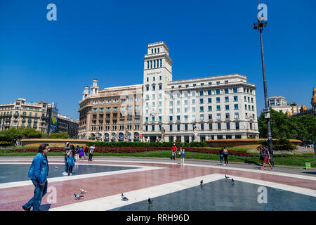 Placa de Catalunya, einem großen öffentlichen Platz in der Innenstadt von Barcelona, Katalonien (Catalunya), Spanien, Europa Stockfoto