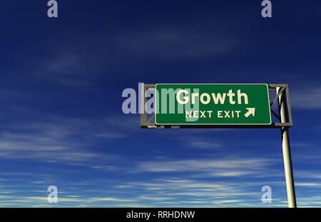Super High Resolution 3D-Render von autobahnzeichen, nächste Ausfahrt... Wachstum! Stockfoto