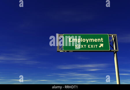 Super High Resolution 3D-Render von autobahnzeichen, nächste Ausfahrt... Beschäftigung! Stockfoto